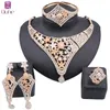 Luxus Dubai Gold Farbe Schmuck-Set Für Frauen Kristall Halskette Ohrringe Armreif Ring Set Braut Hochzeit Party Geschenk Schmuck