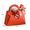 Present Wrap 10 PCS Leather Box Creative Handbag Shape Ribbon Bow Temperament Små lådor för gåvor Baby Shower Candy Packaging CX22042 DHD03