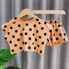 Kläder sätter sommar barn flickor kläder kläder set baby polka dot lossa korta t -shirt toppar kostymer för barn flickor kläder 230322