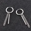 Studörhängen 2023 Punk Chain Ear Clip for Women Men Black Silver Color rostfritt stål Fashion smycken gåvor grossist