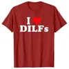 قمصان الرجال مضحكة أحب DILFS I HEART DILF T-Shirt W0322