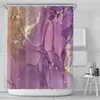 Rideaux de douche Rideau de douche imperméable imprimé marbre moderne de luxe rideaux de douche dégradé rose or violet avec crochets écran de salle de bain 3D 230322