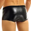 Underpants Men Wet Look Faux Leather Briefs Underwear Zipper Bulge Pouch Boxer Shorts For Nightclub Rave Party Dance Nightwear