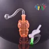 Großhandel 10mm weibliche süße Glas-Dab-Rig-Bong Mini-Reise-Wasser-Ölbrenner-Rohr-Shisha mit Rauchschüssel und Silikonschlauch