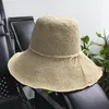 Brede rand hoeden raffia zon hoed vrouwelijke zomer Koreaanse vakantie sunshade cap vrouwen solide kleurbescherming zonnebrandcrème zonnebrandcrème casual dome bekken h7377