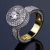 Мужские хип -хоп 18K Золотые кольца ювелирные украшения модные симуляция драгоценного камня Алмаз для мужчин