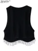 Zbiorniki damskie Camis Zevity Women High Street Sexy Hem Tassel Diamond Frezing Kniting T Shirt Chic Short Camis Tank Lady Slim Crope Tops LS1311 230322