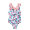 OnePieces Nette Kinder Bademode Kleinkind Babys Blumen Badeanzug Mädchen Onepiece Wassermelone Druck Badeanzug Kind Sommer Strand Kleidung 230322