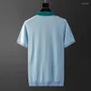 Men's T Shirts Summer Mens Kintted Luxury Ventilate Short Sleeve Casual Male Fashion Slim Fit Business Man T-shirts