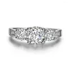 Cluster ringen retro ring solide platina 950 1.7ct drie stenen diamant voor vrouwen sieraden pt950 engagement luxe