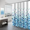 Shower Curtains Blue Flower Petals Bathroom Curtains Blue Rose Leaves Toilet Polyester Waterproof Fabric Partition CurtainHooks Bath Home Decor 230322