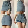 Shorts femininos 2023 Verão Criss-Cross Bandagem Hip Denim Skirt Mulheres coreanas Moda Sexy High Caist All Match Jeans Short