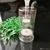 Hookahs dubbel sandkärna glas ljuddämpare, grossistglasbongs tillbehör, glasvattenrör