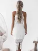 Vestidos de festa Adyce White Lace Sleeveless Maxi Dress for Women 2023 Summer Halter Halter Hollow Out Caberrity Celebrity feminino Y2303