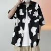 Blouses pour femmes vache imprimé femmes été à manches courtes femme chemise hauts Harajuku décontracté dames filles Blouse boutonné femme haut