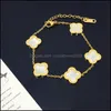 Bedelarmbanden 18k rose goud vier blad klaverbloemarmband hoogwaardige roestvrijstalen sieraden voor vrouwen cadeau drop levering otsta