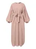 Ropa étnica Otoño Puff Manga Marruecos Vestido musulmán Mujeres Abaya Kaftans Casual Vestidos de noche Mujer Turquía Islam Long Robe Femme Vestidos 230322