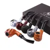 Tubo de tabaco 6pcs/conjunto de metal acrílico fumando tubo com uma faca fumando melhor homem presente presente para presente de aniversário cor de madeira cor de madeira