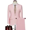 Мужские костюмы Blazers Mens Business Casual Suit 6xl Jupt Jacket с брюками Candy Colors Slim Fit Официальное рабочее свадебное платье белый розовый красный костюмы 2 кусок 230322