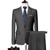 Abiti da uomo Blazer Abiti formali da uomo SET Giacca Pantaloni Due pezzi Colore puro Tuxedo attillato Business Boutique Moda Uomo Abbigliamento Completo 230322