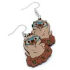 Hoop Earrings Groundhog Wood For Girls Christmas Valentine's Day Gift Holiday Cute Funny