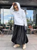 Skirts Clacive Fashion Beige Satin For Women Elegant High Waist Office Lady AnkleLength Casual Loose Female Clothes 230322