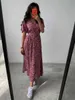 Party Dresses Boho French Style Flower Printed Women V-Neck Elegant Lace-Up Sundress Summer Elegantes Para Mujer 2022 Maxi Vestido Y2303