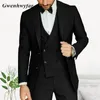 Herrenanzüge Blazer G N Klassische formelle Business-Party Herrenanzüge 3-teilig Hellgrau Bräutigam Smoking für Hochzeit Kostüm Blazer Hosen Weste 230322