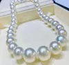 Chains Huge 18"12-15mm Natural South Sea Genuine White Round Pearl Necklace 18k