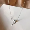 Chaînes ANENJERY 925 Sterling Silver Simple Minuscule Papier Avion Avion Zircon Pendentif Collier Pour Femmes Clavicule Chaîne S-N6871