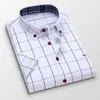 Casual shirts voor heren Zomer mannen Casual Business Harmont Blouses korte mouw 100%katoenen zachte plaid slanke fit herenhemd borduurwerk Blaine 230322