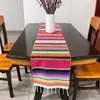 Stół stołowy biegacz boho etniczny styl z Tassels w stylu meksykańskim ręcznie robiony pasiaste pasiaste pasiaste paski na przyjęcie weselne dekoracja 230322