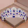 Barrettes Ailibride Crown Queen Tiara Wedding Accessories Blue Crystal Rhinestone Tiaras