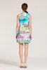 Elbise 2023 İlkbahar/Yaz Kısa Kollu Gevşek Yuvarlak Boyun Orijinal Tasarımcı Baskı El yapımı boncuklu parçalar birlikte S-XL