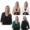 Vestes pour femmes élégantes femmes à lacets devant chemisier en Satin haut dame mode demi manches Vintage Cardigan Wrap veste courte manteau Outwear