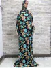 Ethnische Kleidung Muslimische Frauen mit Kapuze Abaya Truthahn-afrikanisches Gebetsgewand Kaftankleid mit Hijab-Blumendrucken Dubai Saudi-Robe im Ramadan 230322