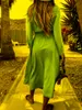 Freizeitkleider Damen Denim-Hemdkleid mit Umlegekragen und Knöpfen, langärmelig, hohe Taille, A-Linie, fließende Kleider. Lässig