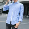 Men's Dress Shirts 2023 Spring Solid Color Long Sleeve Simple Shirt Fresh College Style Student Trend