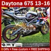 Moto Fairings for Daytona 675 675R Black Accion 2013-2016 Bodywork Daytona675 Bodys 166NO.42 Daytona 675 R 13 14 15 16 2013 2014 2016 2016 Kit Fairing Motorcycle Fairing Kit OEM