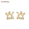 Studörhängen Kinitial Mini CZ Zircon Princess Crown For Women Girls Crystal Baby Kids Letter Earring Party Birthday Present Bijoux