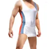 Undershirts Sexy Mens Bodysuits Leotard Jumpsuits One-piece Wrestling Singlet Overalls Shorts Bugle Pouch Male Underwear XL