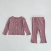 Conjuntos de roupas Ins Baby Spring Boys And Girls Clood Cotton 2 Piece simples Pijamas em casa versátil 230322