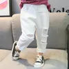 Джинсы LawAdka White Jeans for Girl Fashion Fashion Summer Spring Kids Holes Брюки свободные модные джинсы удобная одежда 230322