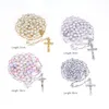 Pendentif Colliers 1 PCS Croix Chapelet Collier Argile Cristal Verre Imitation Perle Catholique Sacré Perlé Bijoux