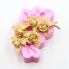 Strumenti per torte Fiori di rosa 3D con foglie Bordo fondente Decorazione stampo in silicone Stampo da forno fai-da-te Gelatina