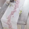 Bordslöpare Flower Cherry Blossom Marble Texture Table Runner Home Wedding Table Mat Centerpieces Decoration Party Dining Long Tracloth 230322