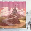 Shower Curtains Pink Gold Shower Curtain Princess Castle Dotted Bathroom Bath Curtains Waterproof Durable Girl Bathtub Stalls Clawfoot Tub Decor 230322