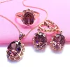 Cadenas creativas 585 oro púrpura flor rubí cristal colgante collar plateado 14k rosa Luxur dulce regalo de joyería para fiesta y boda