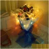 Ballon LED Bouquet de rose lumineux Bubble Transparent Flashing Light Bobo Ball Valentin Day Gift Birthday Party Dec Drop Dhinh