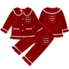Pyjamas Custom Children Children Family Christmas Golden Velvet Pyjamas Red Boy Girl Dress Match Kläder Personlig Xmas Gift Costume 230322